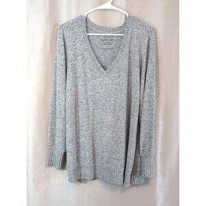 Torrid 1 Super Soft Plush Sweater Women’s 1X Gray V-Neck Long Sleeve Comfy Boho